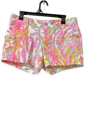 Lilly Pulitzer Neon Tropical Print Jean Shorts - Pink, Green, Orange